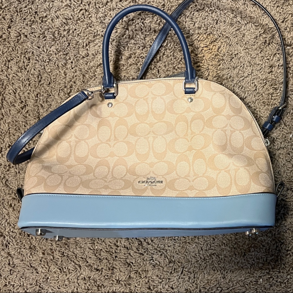 Coach Tan and Navy Shoulder Bag